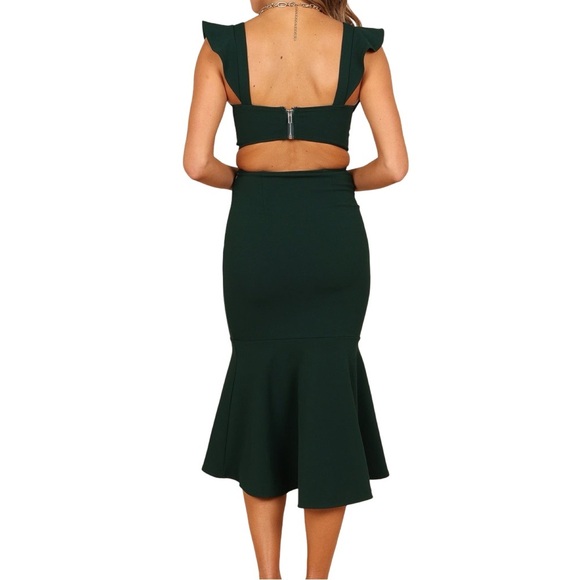 Petal & Pup Yvonne Emerald Green Hi Low Cut Out Midi Dress S - Picture 4 of 16